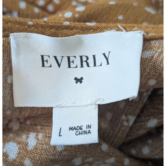 Everly Anthropologie Romper Size L Mustard Starburst Print Lined Tie Waist Boho - Picture 7 of 10